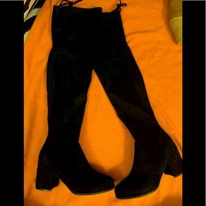 EUC black faux suede thigh high boots. 7.5